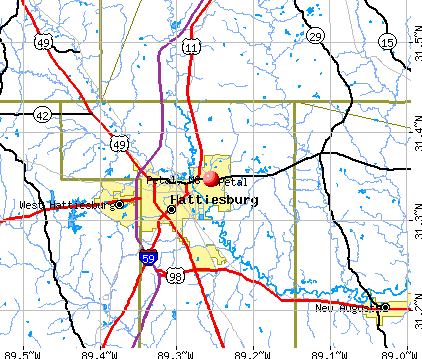 Petal, MS map