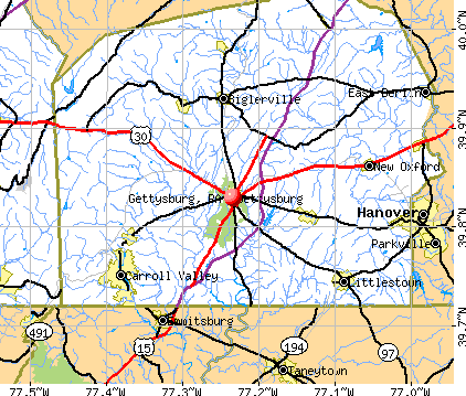 Gettysburg, PA map