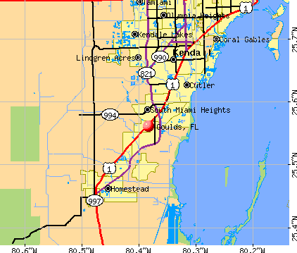 Goulds, FL map