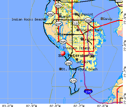 Treasure Island, FL map