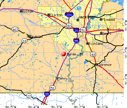 Byram, MS map