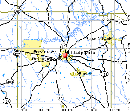 Philadelphia, MS map