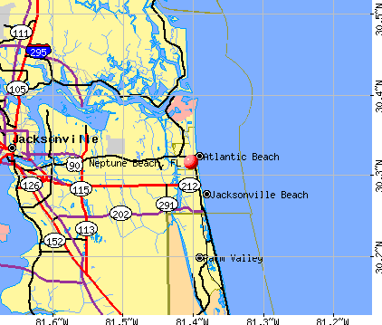 Neptune Beach, FL map