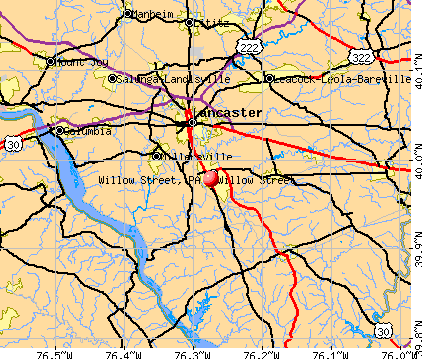 Willow Street, PA map