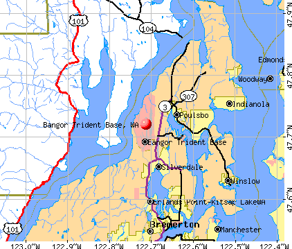 Bangor Trident Base, WA map