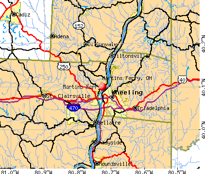 Martins Ferry, OH map