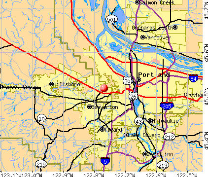 West Haven-Sylvan, OR map