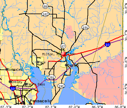 Milton, FL map