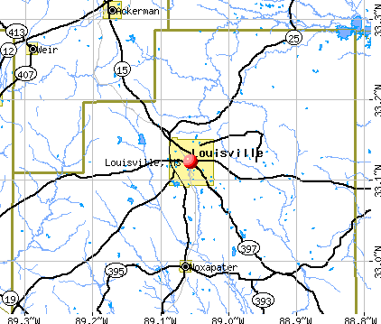 Louisville, MS map