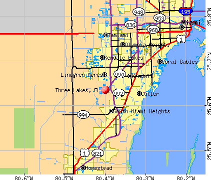 Three Lakes, FL map