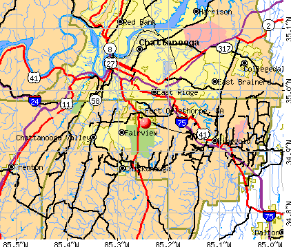 Fort Oglethorpe, GA map