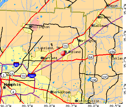 Lakeland, TN map