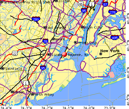 Bayonne, NJ map