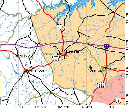 Thomson, GA map