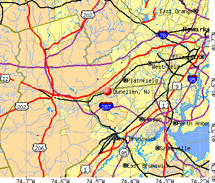Dunellen, NJ map