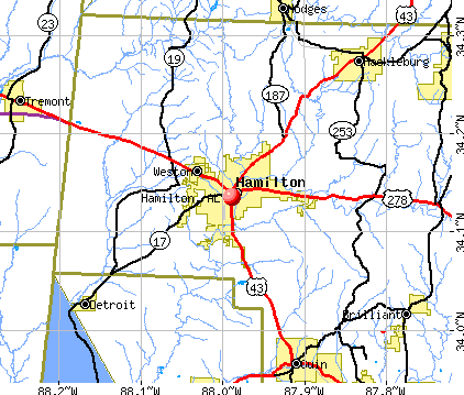 Hamilton, AL map