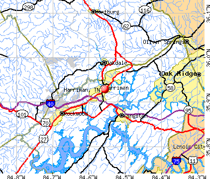 Harriman, TN map