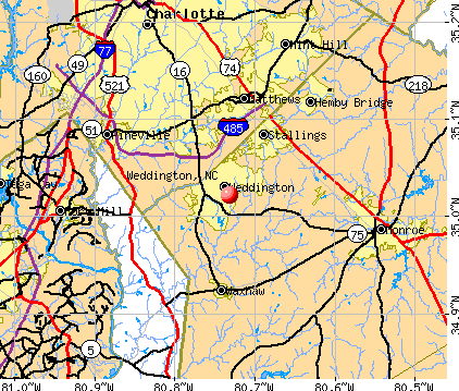 Weddington, NC map