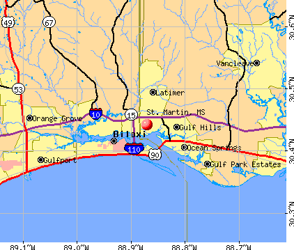 St. Martin, MS map