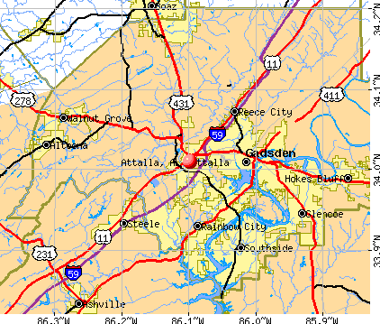 Attalla, AL map