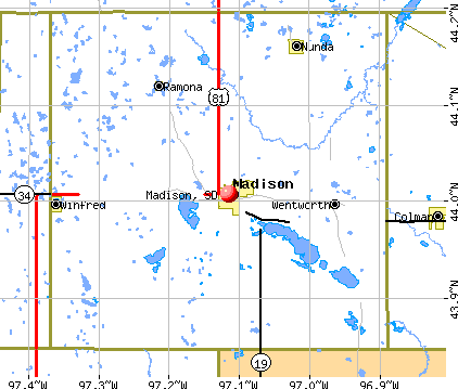 Madison, SD map