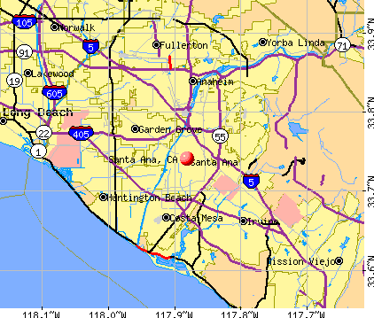 Santa Ana, CA map