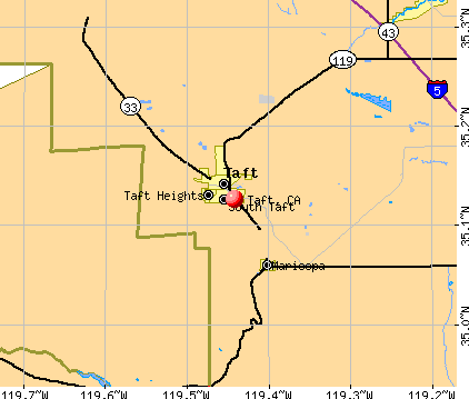 Taft, CA map