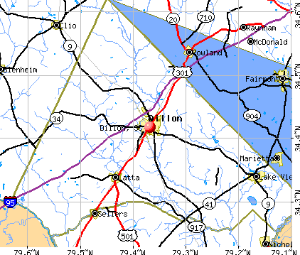 Dillon, SC map
