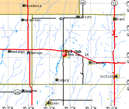 Red Oak, IA map