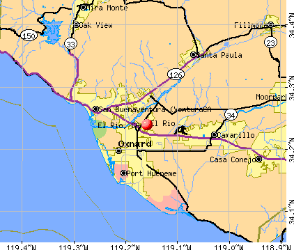 El Rio, CA map