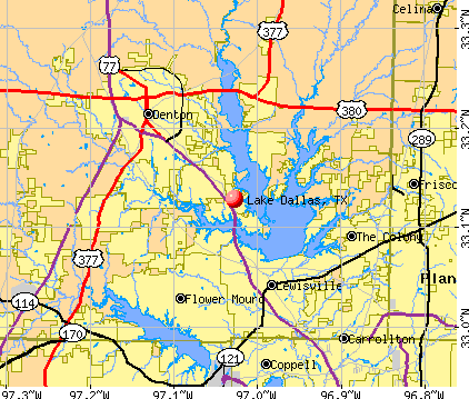 Lake Dallas, TX map