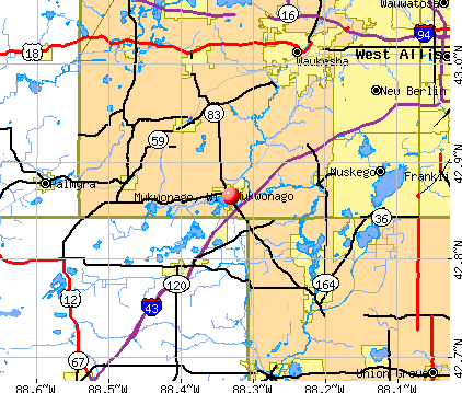 Mukwonago, WI map