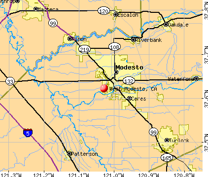 West Modesto, CA map