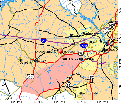 Grovetown, GA map