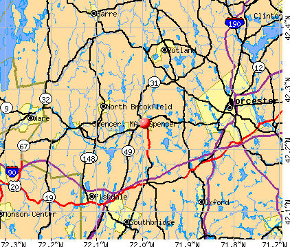 Spencer, MA map