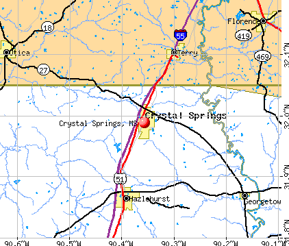 Crystal Springs, MS map