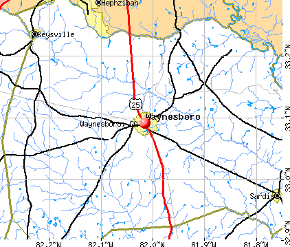 Waynesboro, GA map