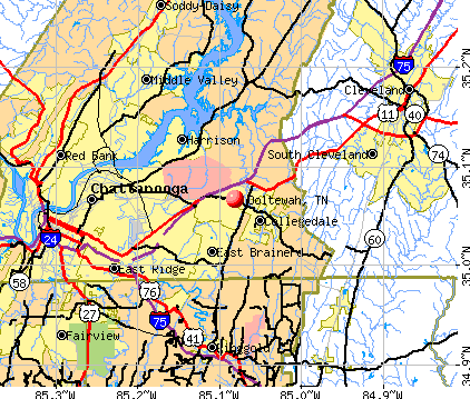 Ooltewah, TN map