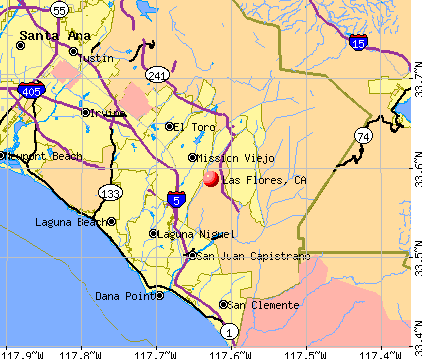 Las Flores, CA map