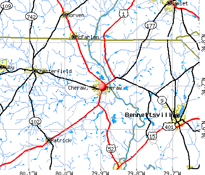 Cheraw, SC map