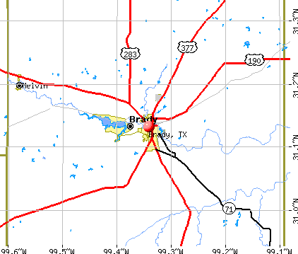 Brady, TX map