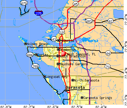 West Samoset, FL map