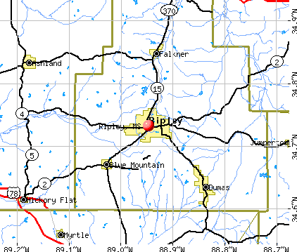 Ripley, MS map