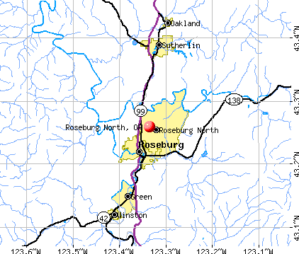 Roseburg North, OR map