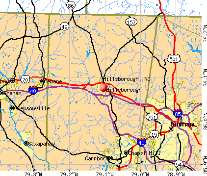 Hillsborough, NC map