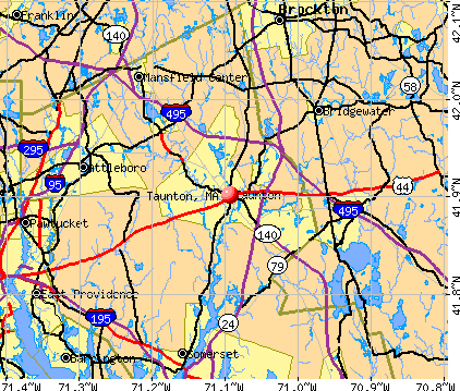 Taunton, MA map