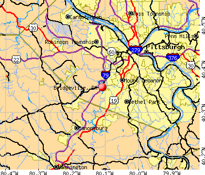 Bridgeville, PA map