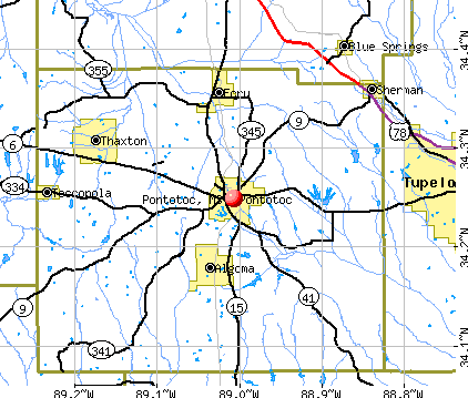 Pontotoc, MS map