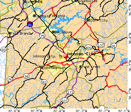 Johnson City, TN map