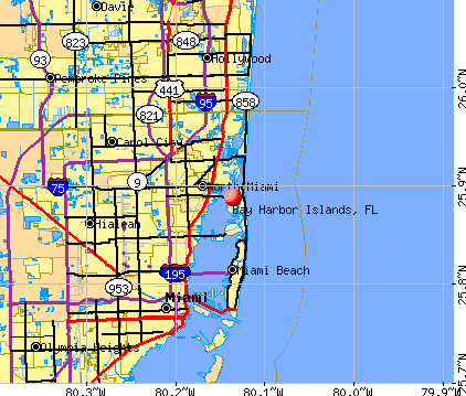 Bay Harbor Islands, FL map